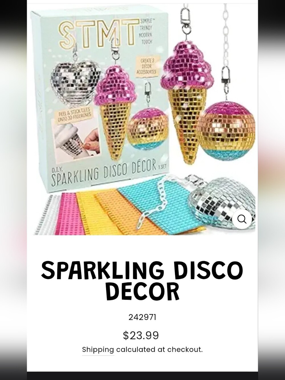 Pink & Gold Kids Cake Topper Disco Ice Cream Set - Picture 2 of 2